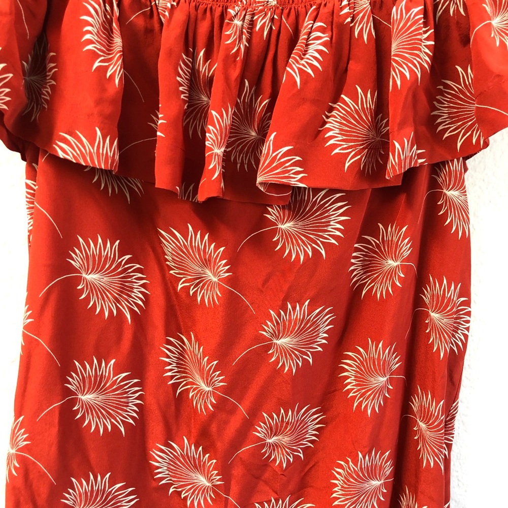 Madewell Silk Off Shoulder Dress Palmflower Medium - Picture 4 of 7
